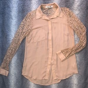 Pink Lace Button Down